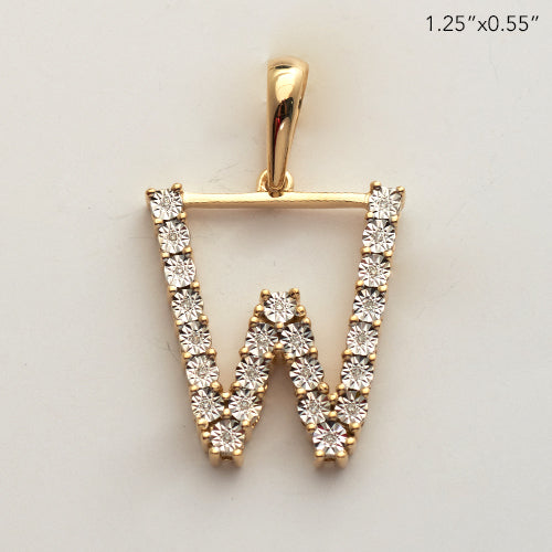 10KY 0.04CTW ILLUSION SET DIAMOND INITIAL PENDANT