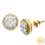 14KY 1.00CTW DIAMOND ROUND SHAPED CLUSTER EARRING