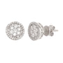 14KW 1.00CTW DIAMOND ROUND CLUSTER EARRINGS