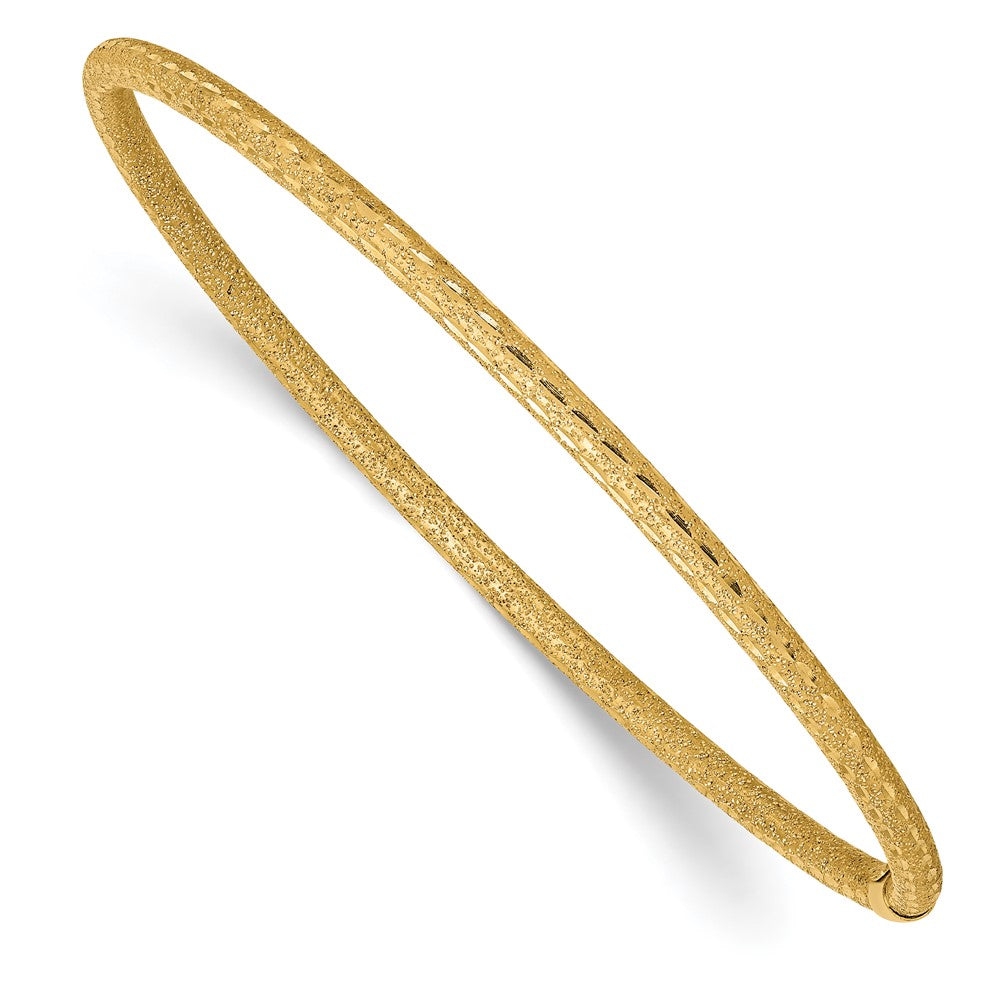 14k 3mm Satin Finish Diamond-cut Tube Slip-on Bangle