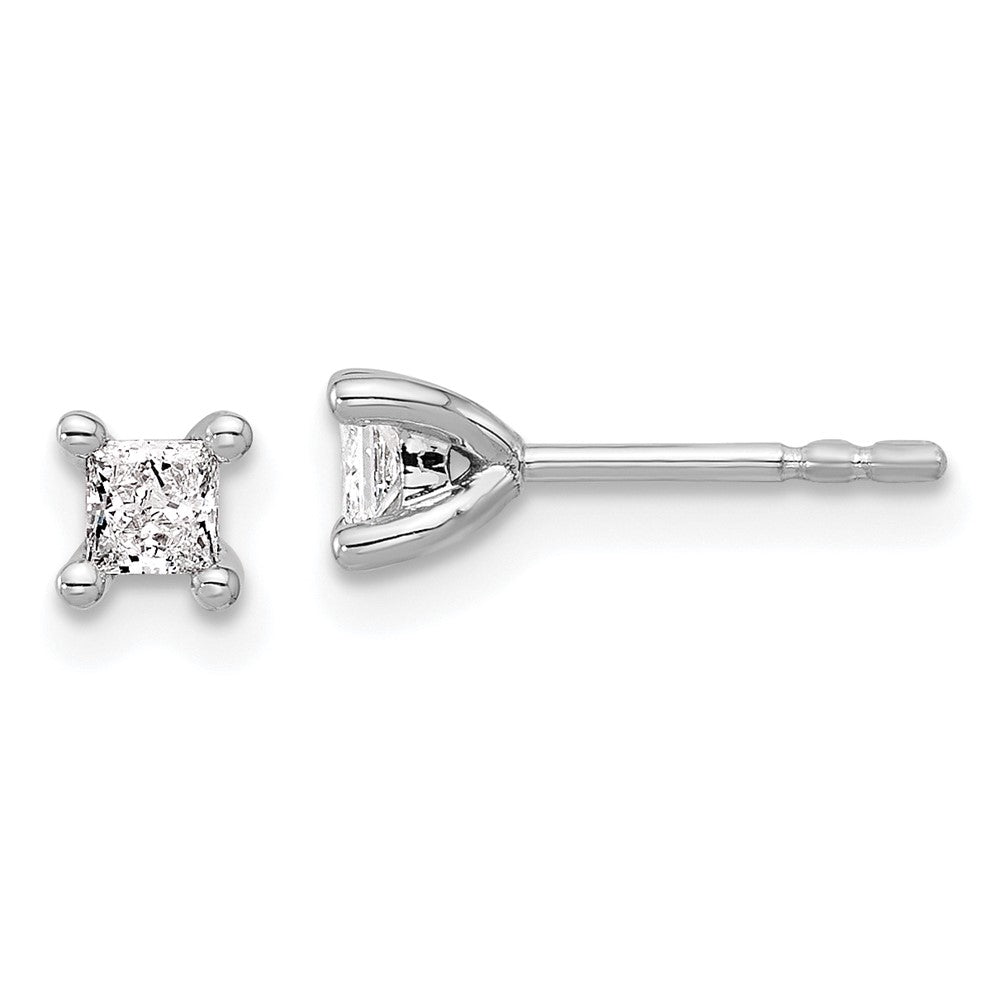 14kw 1/4ct Lab Grown Dia VS+ F+ Princess Comp 4 Prong Stud Earrings