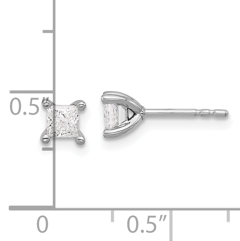 14kw 1/2ct Lab Grown Dia VS+ F+ Princess Comp 4 Prong Stud Earrings