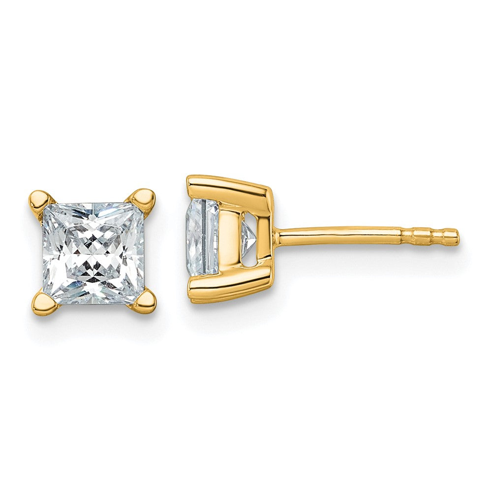 14k 1 1/2ct Lab Grown Dia VS/SI+ G+ Princess Comp 4 Prong Stud Earrings