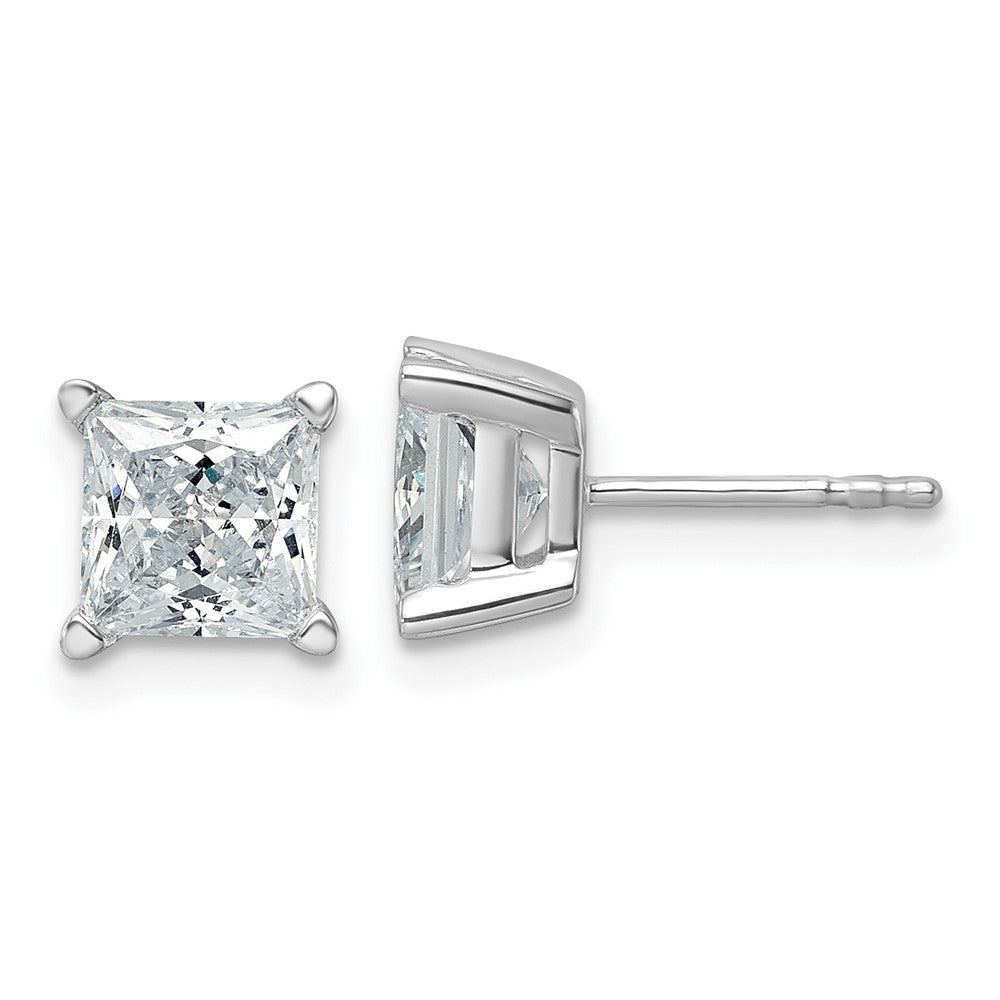 14kw 3ct Cert Lab Grown Dia VS/SI+ G+ Princess Comp 4 Prong Stud Earrings