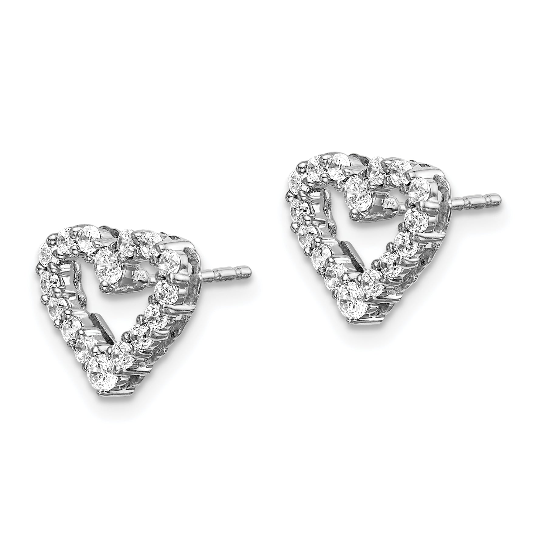 10k White Gold 1/2 ct Lab Grown Diamond VS/SI+ G+ Heart Post Earrings