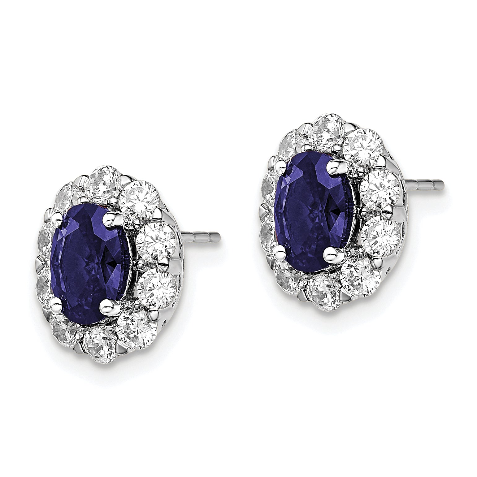 14kw 1 1/5ct Lab Grown Dia VS/SI+ G+ & Cr Sapp Halo Post Earrings