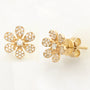 14KY 0.30CTW DIAMOND 6-PETAL FLOWER SHAPE EARRINGS