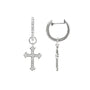14KW 0.50CTW DIAMOND DANGLING CROSS HOOP EARRINGS