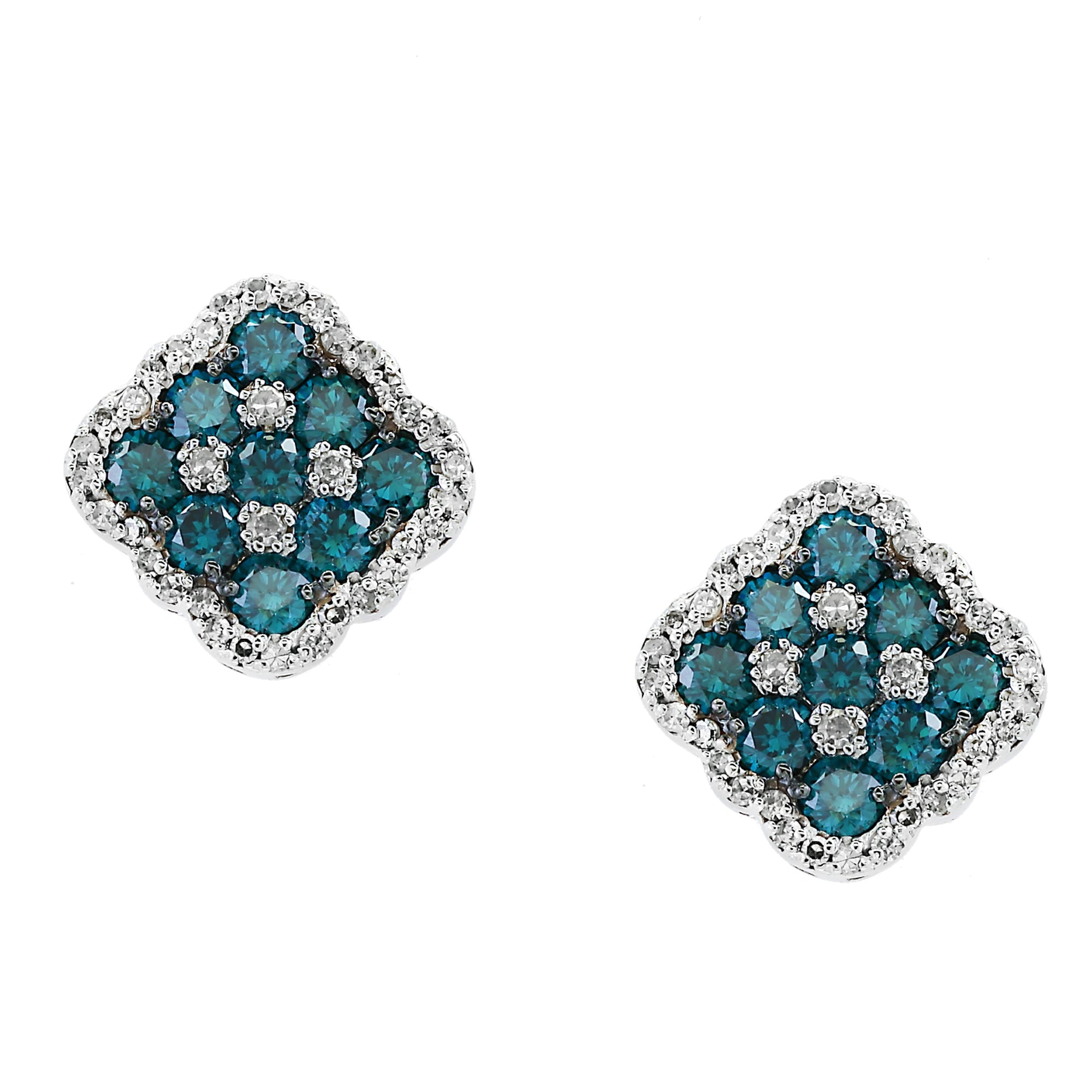 Effy 14K White Gold Diamond,Blue Diamond, Earrings