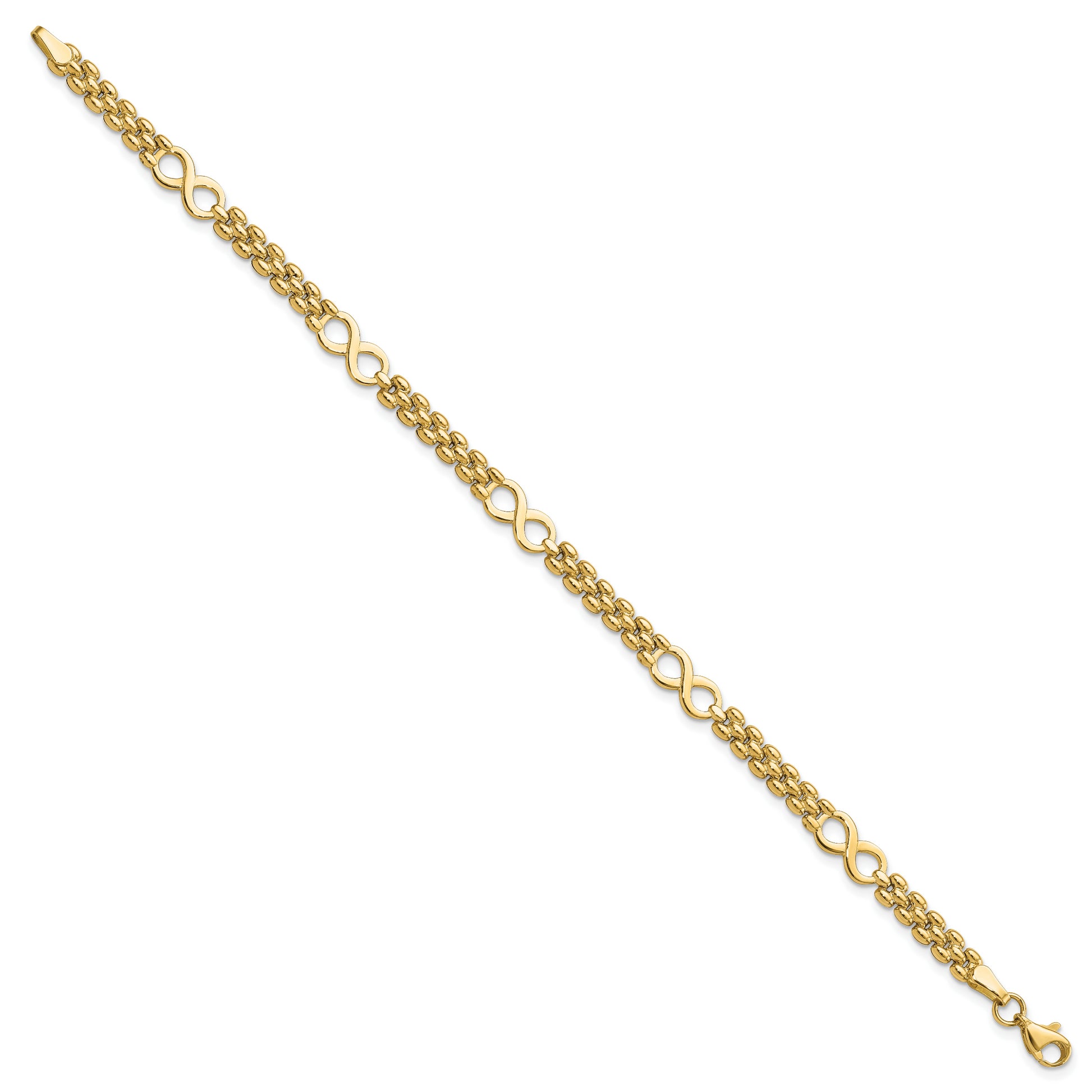 14K Polished Infinity and Fancy Link 7.5in Bracelet