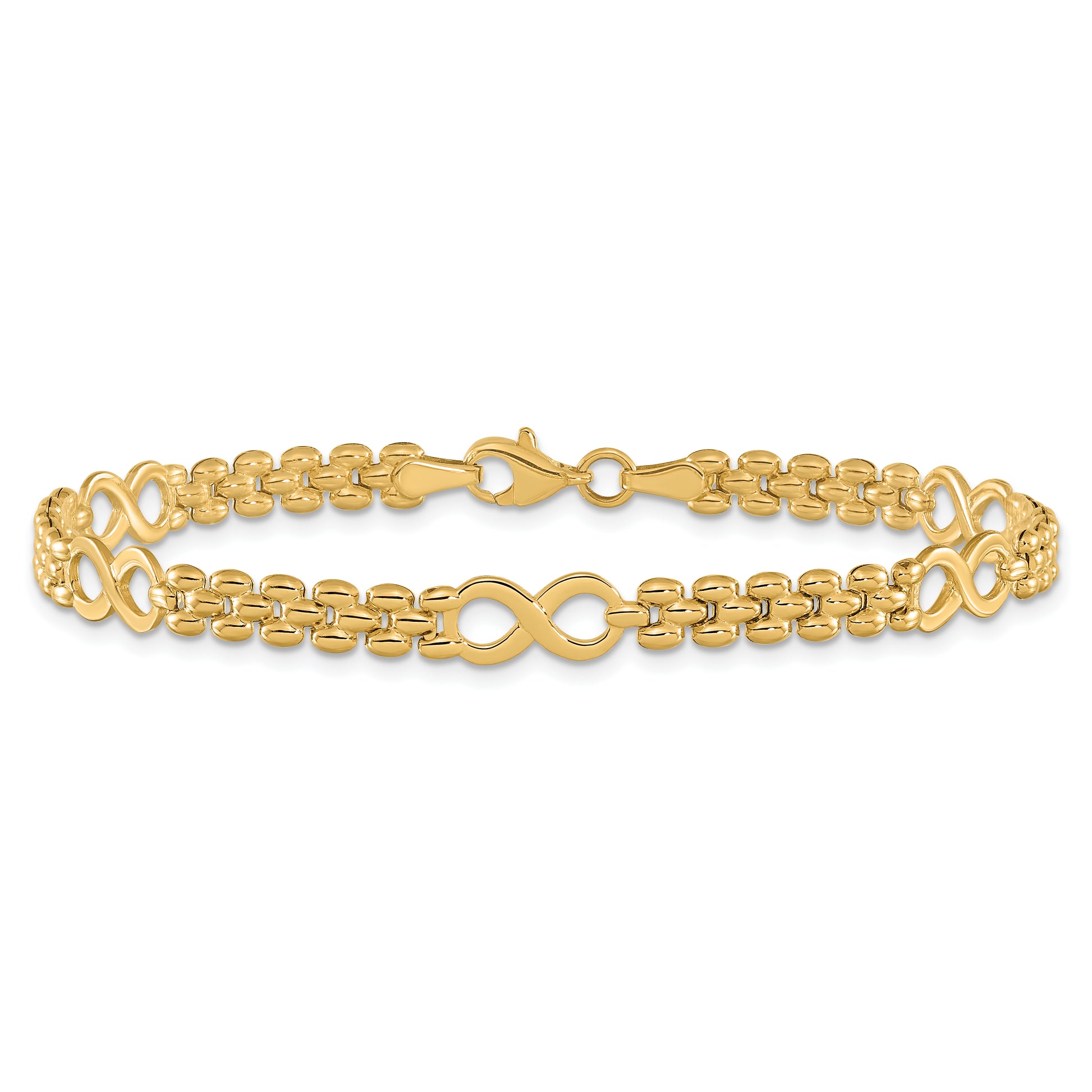 14K Polished Infinity and Fancy Link 7.5in Bracelet