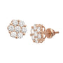 14KR 1.55-1.66CTW DIAMOND 7-STONE FLOWER EARRINGS