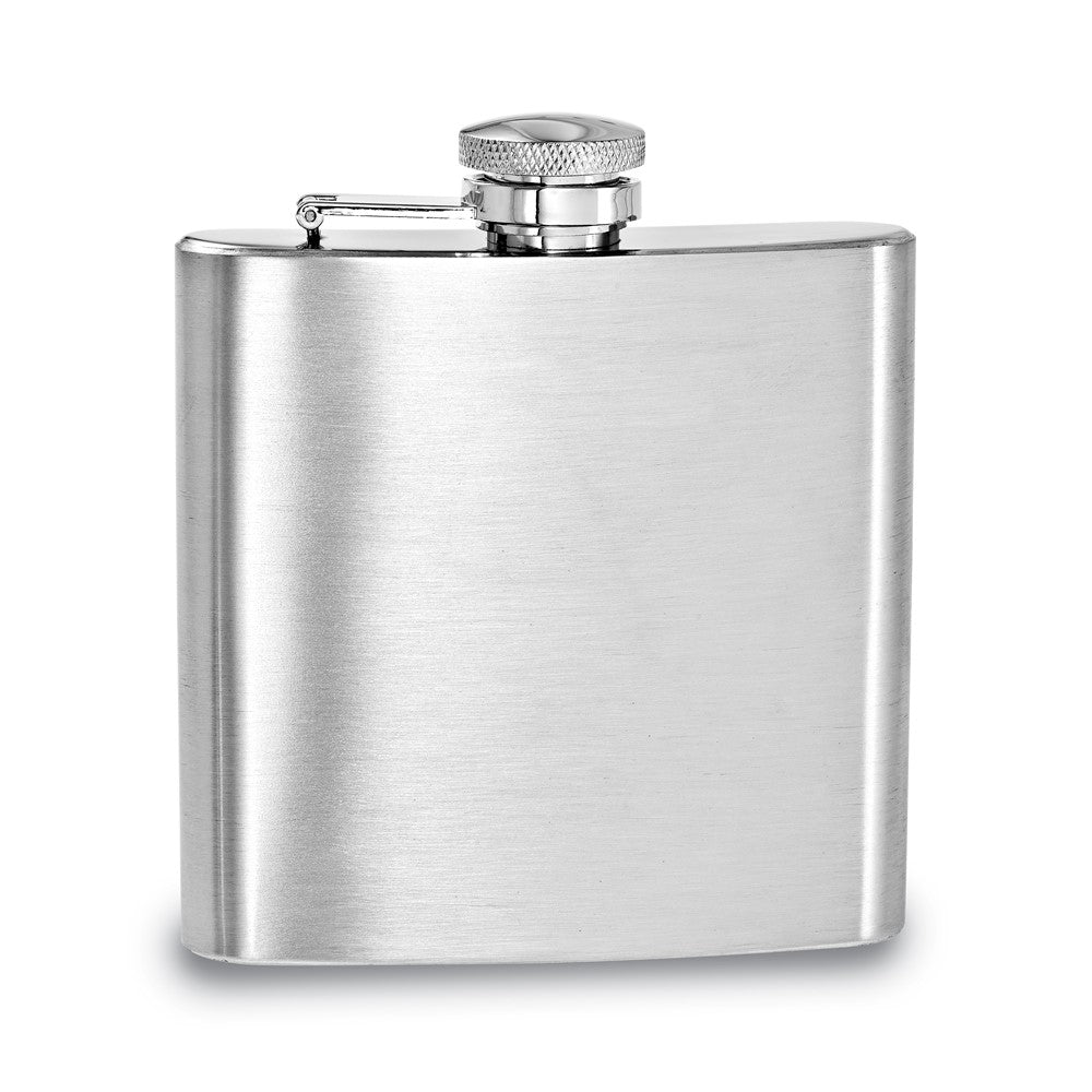 Rebel Steel Brushed Stainless Steel 6 oz Square Flask