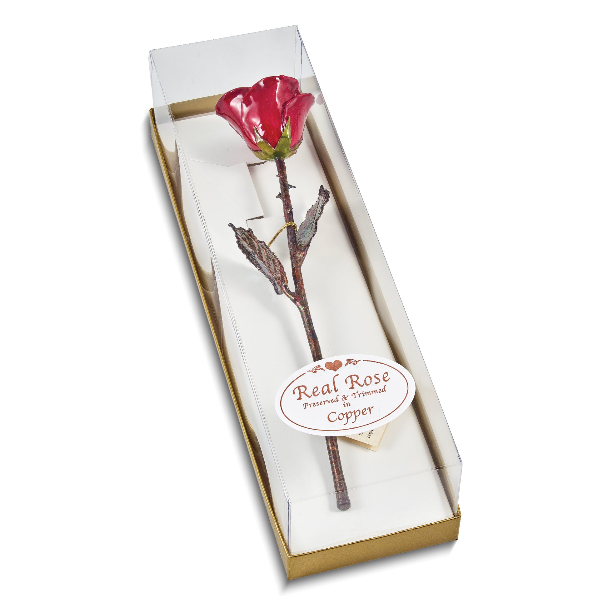 Lacquer Dipped Copper Trim Burgundy Rose