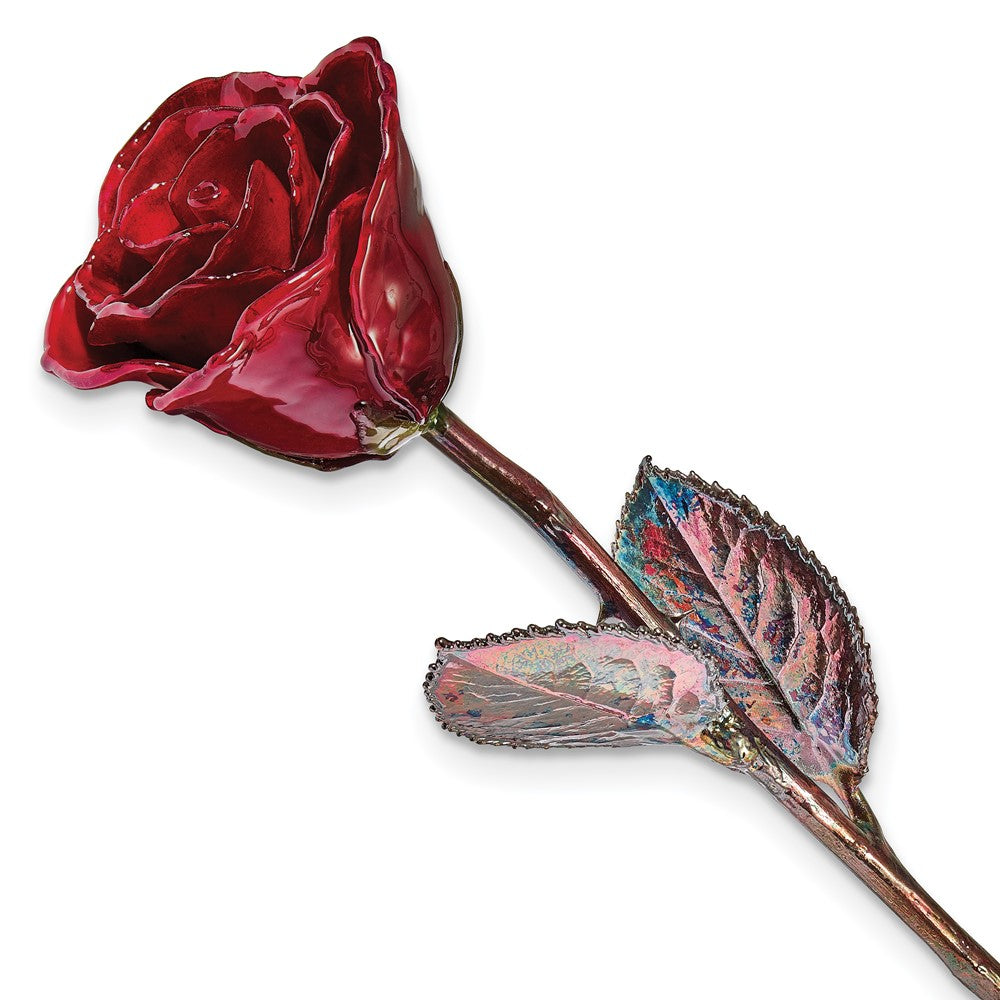 Lacquer Dipped Copper Trim Burgundy Rose