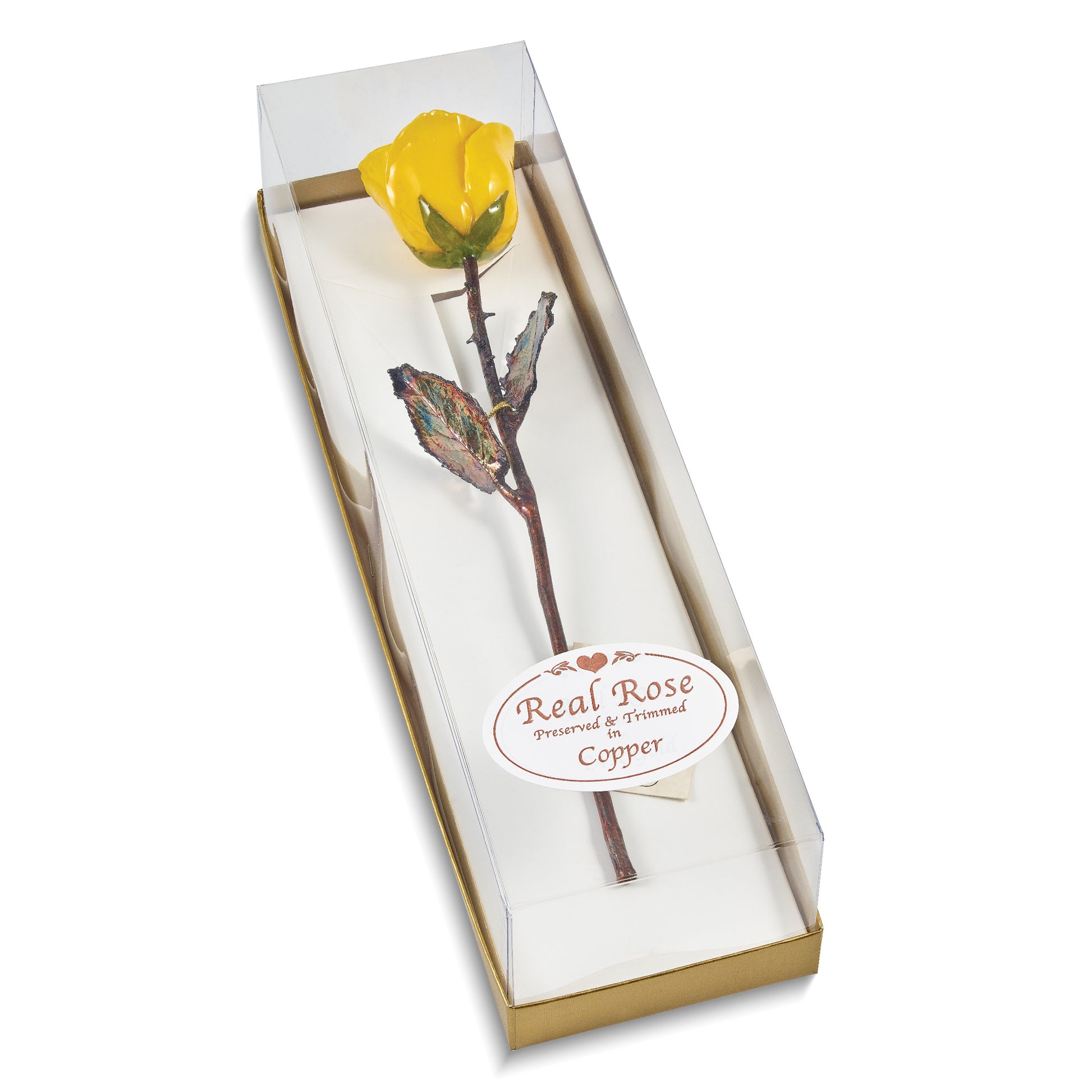 Lacquer Dipped Copper Trim Yellow Rose