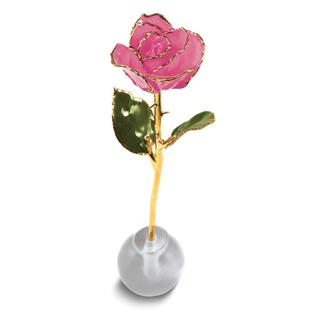 Lacquer Dipped Gold Trim Knob Stand Pink Spring Rose Set