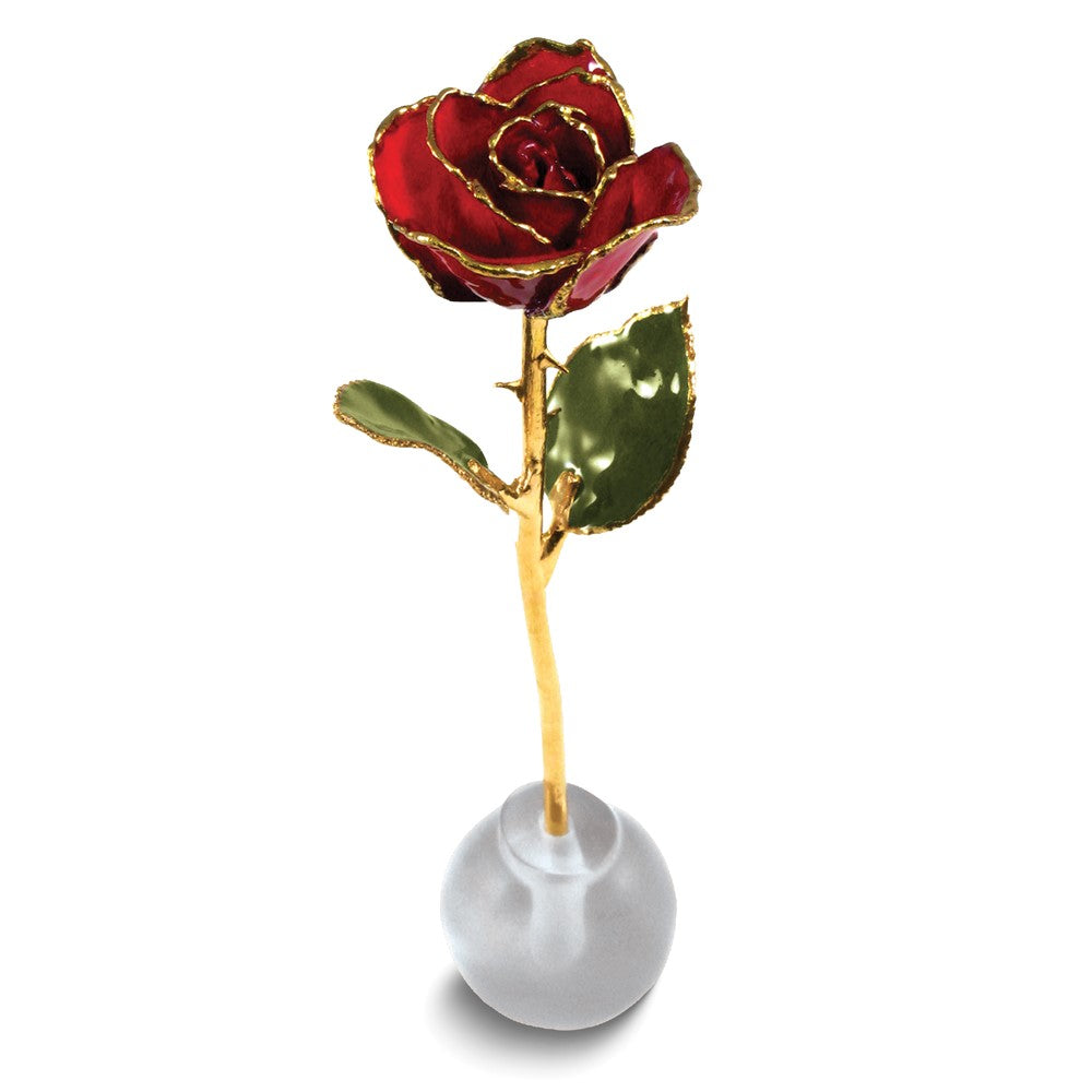 Lacquer Dipped Gold Trim Knob Stand Red Spring Rose Set