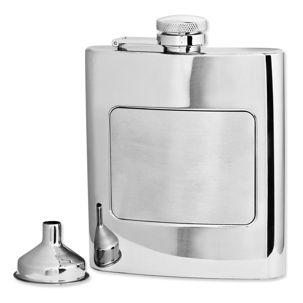 Rebel Steel Polished and Brushed Stainless Steel 8oz Hip Flask