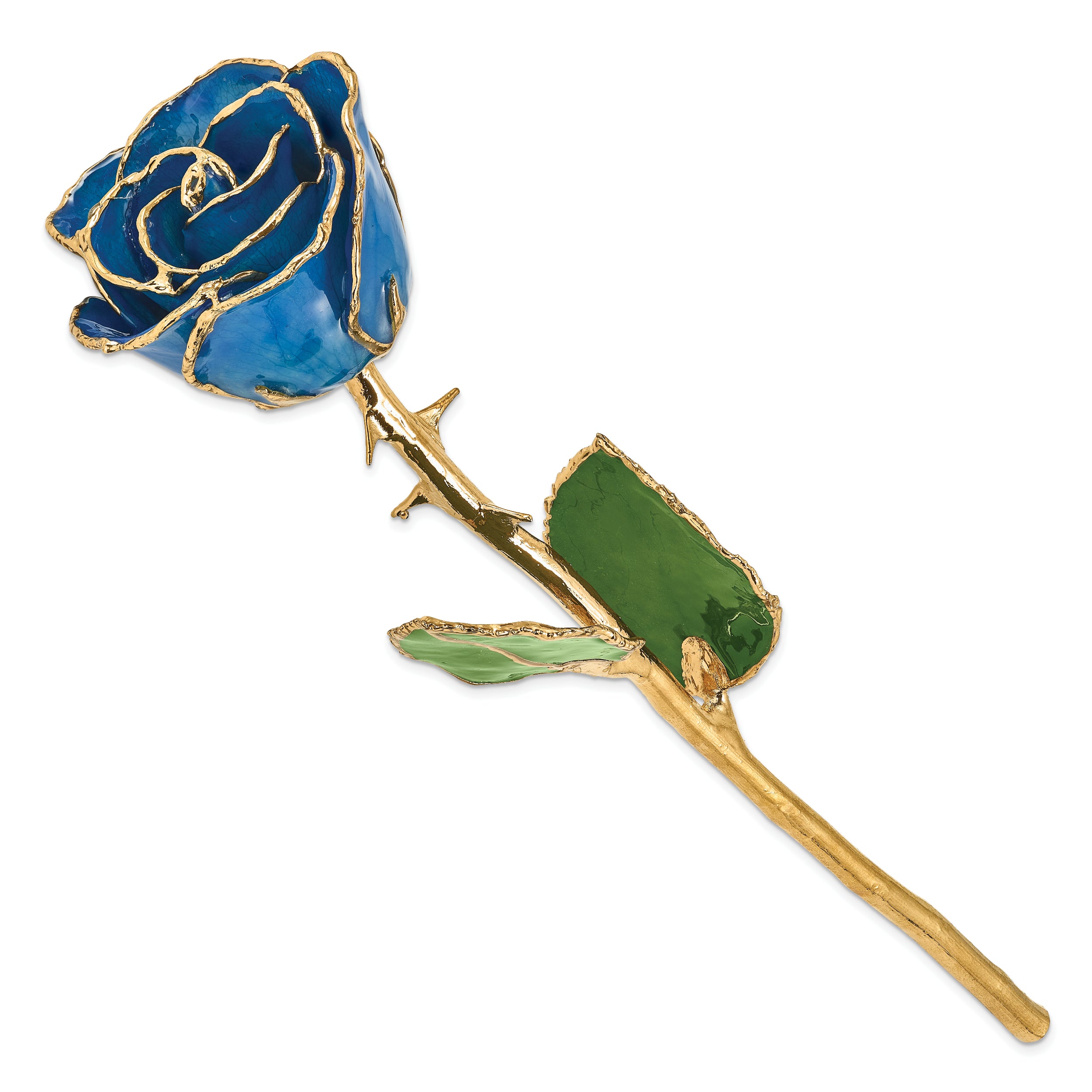Lacquer Dipped Gold Trim Blue Rose