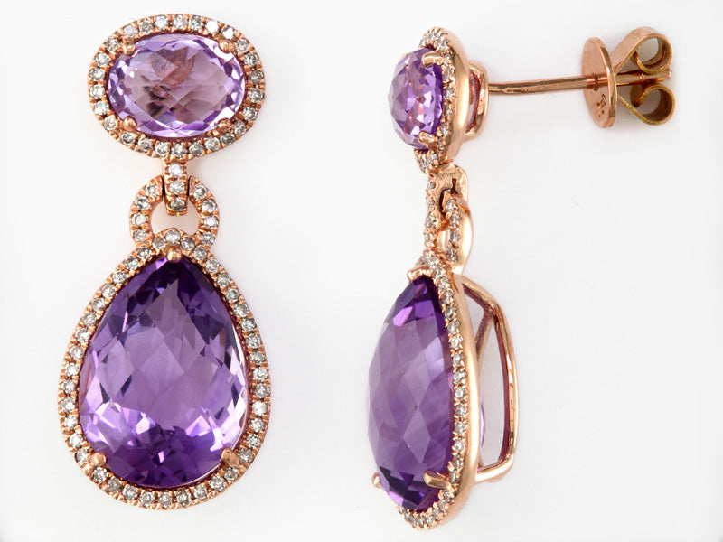 EFFY 14K ROSE GOLD DIAMOND,AMETHYST EARRINGS