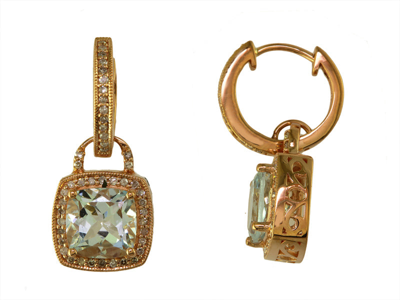 EFFY 14K ROSE GOLD DIAMOND,AQUAMARINE EARRINGS