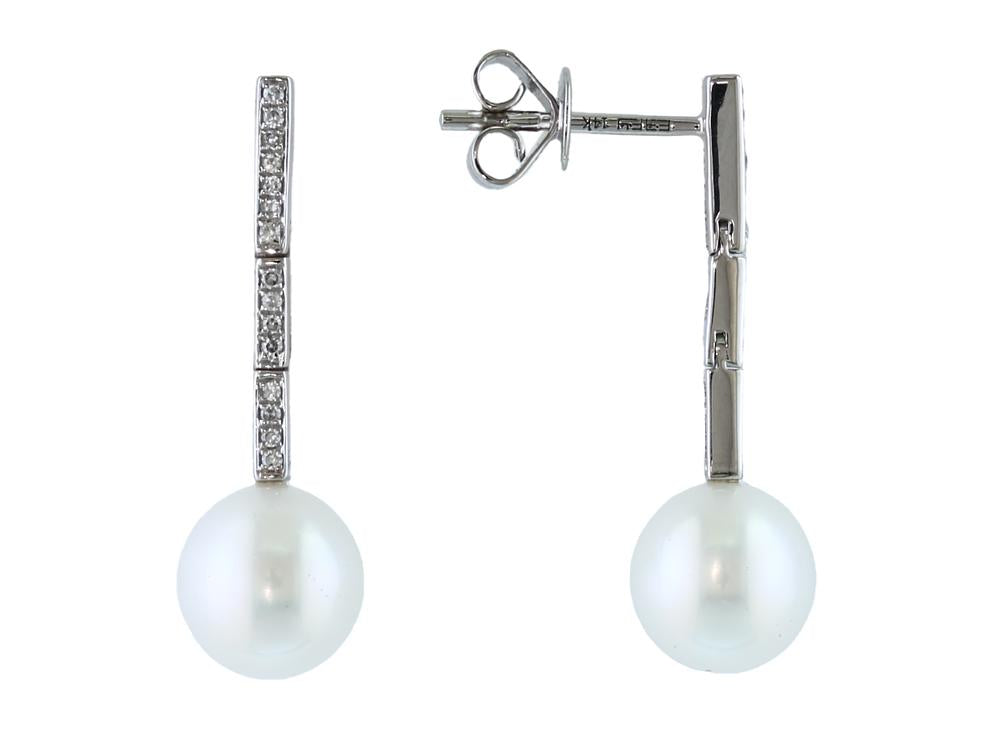 EFFY 14KW DIAMOND,FRESH WATER PEARL EARRINGS