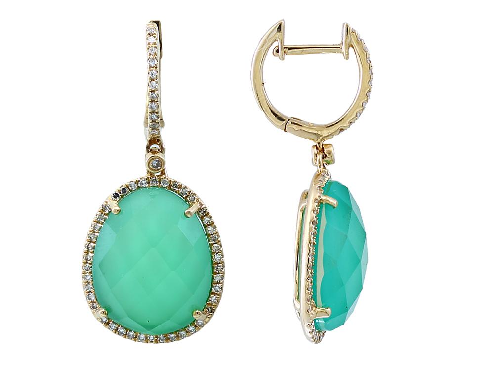 EFFY 14K YELLOW GOLD DIAMOND,GREEN ONYX EARRINGS