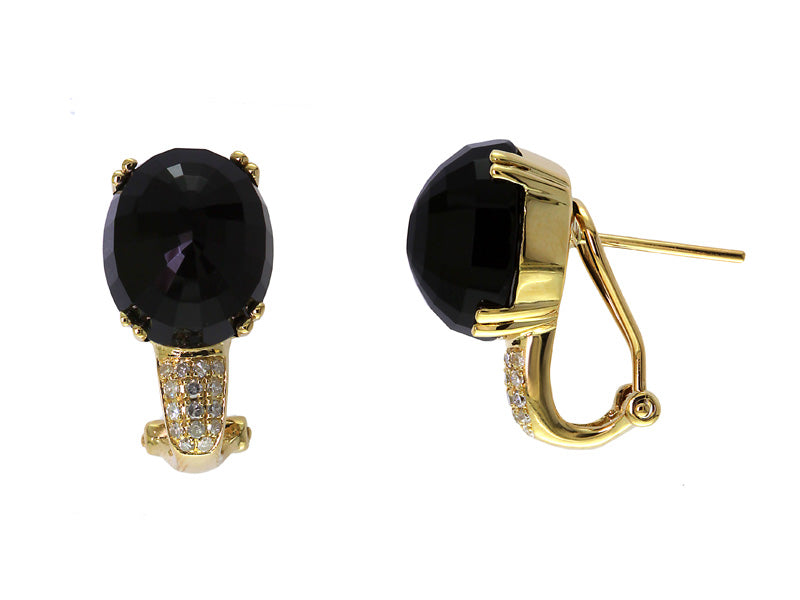EFFY 14K YELLOW GOLD DIAMOND,ONYX EARRINGS