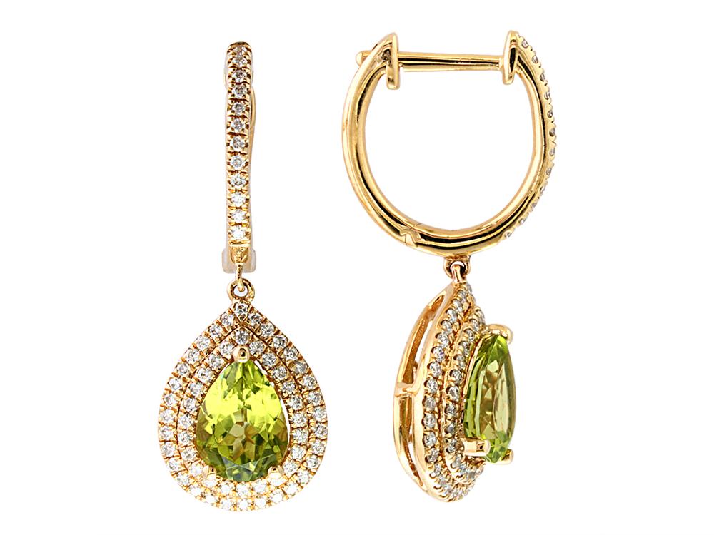 EFFY 14K YELLOW GOLD DIAMOND,PERIDOT EARRINGS