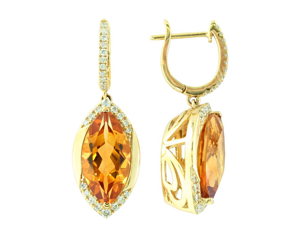 EFFY 14K YELLOW GOLD DIAMOND,CITRINE EARRINGS