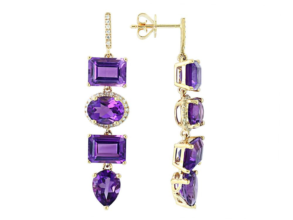 EFFY 14K YELLOW GOLD DIAMOND,AMETHYST EARRINGS