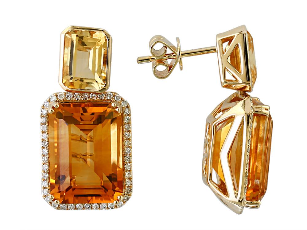 EFFY 14K YELLOW GOLD DIAMOND,CITRINE EARRINGS