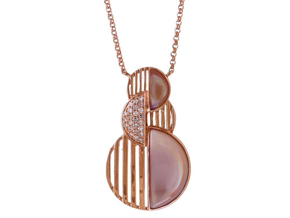 EFFY 14K ROSE GOLD DIAMOND,MOTHER OF PEARL NECKLACE