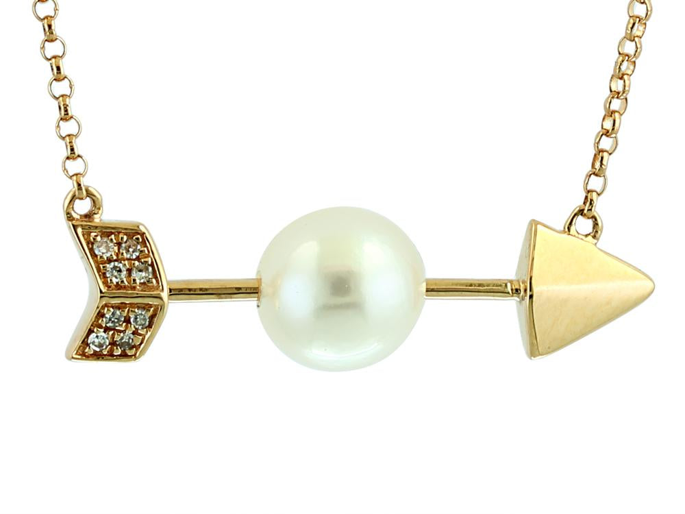 EFFY 14K YELLOW GOLD DIAMOND,FRESH WATER PEARL NECKLACE