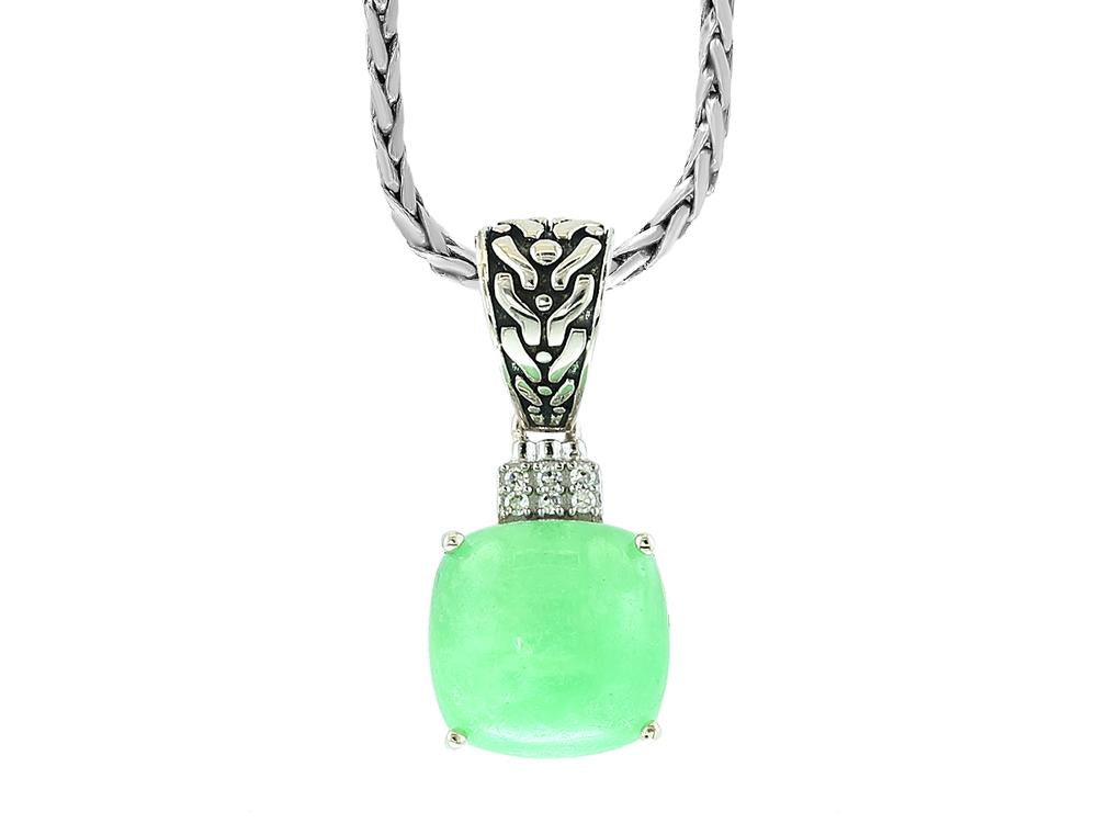 EFFY 925 STERLING SILVER DIAMOND,DYED JADE PENDANT