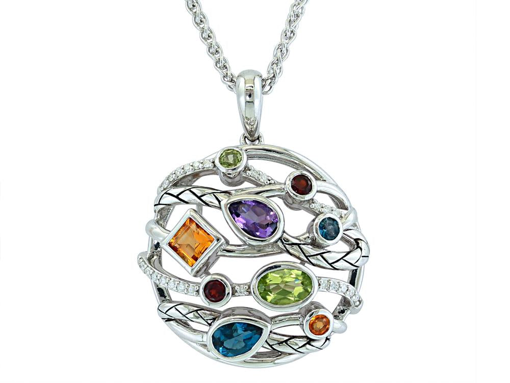 EFFY 925 STERLING SILVER DIAMOND,AMETHYST,LONDON BLUE TOPAZ,CITRINE,GARNET,PERIDOT PENDANT