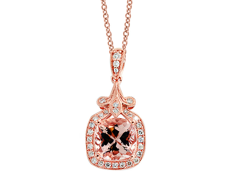 EFFY 14K ROSE GOLD DIAMOND,MORGANITE PENDANT