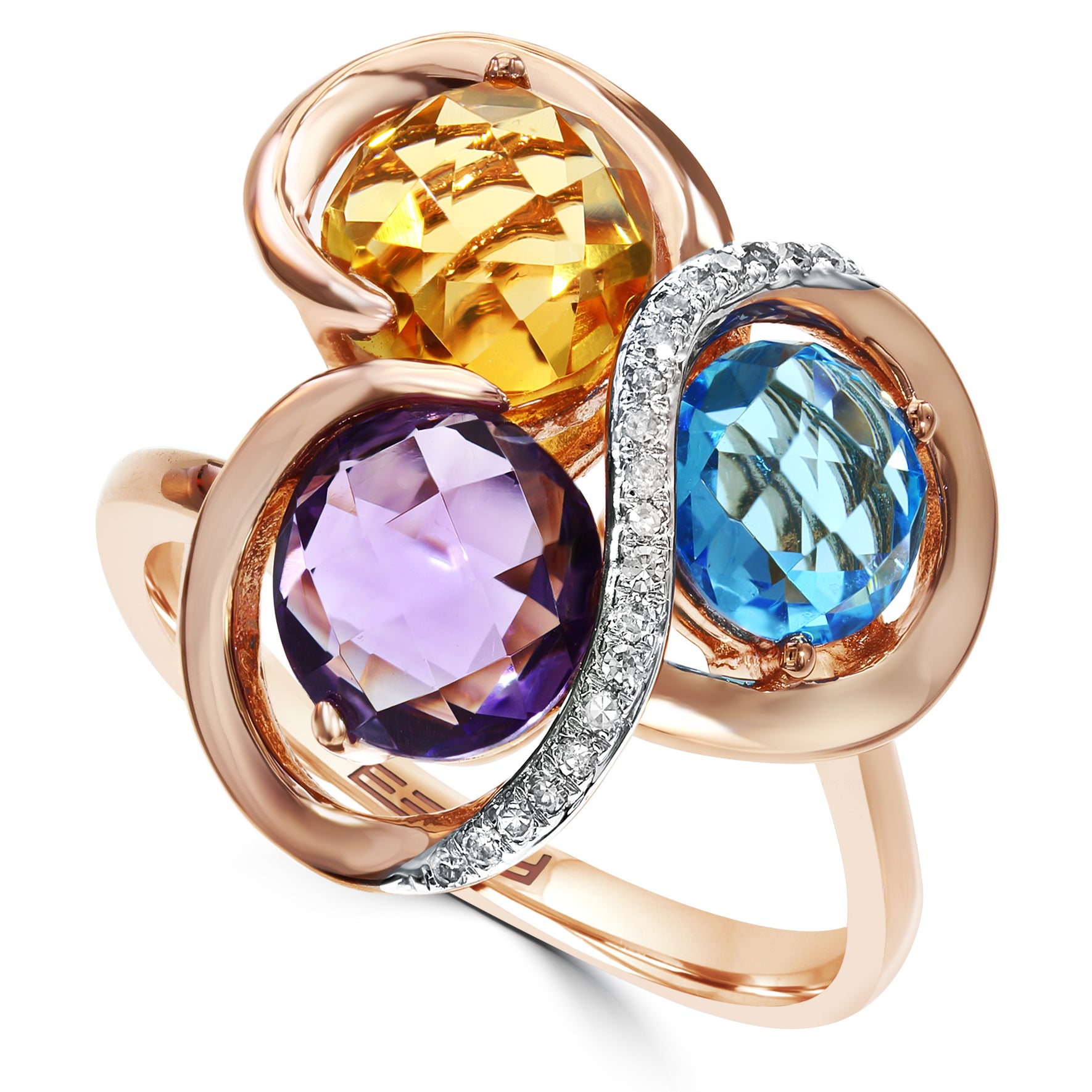 Effy 14K Rose Gold Diamond and Multicolor Ring