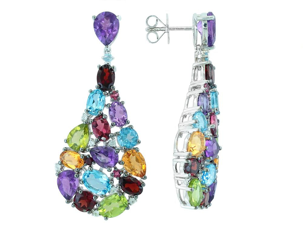 EFFY 925 STERLING SILVER ,AMETHYST,BLUE TOPAZ,WHITE TOPAZ,PINK TOPAZ,CITRINE,GARNET,PERIDOT EARRINGS