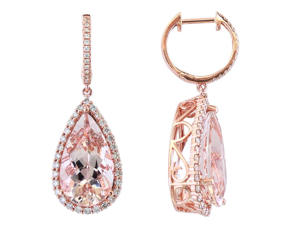 EFFY 14K ROSE GOLD DIAMOND,MORGANITE EARRINGS