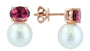 EFFY 14K ROSE GOLD ,FRESH WATER PEARL,PINK TOURMALINE EARRINGS