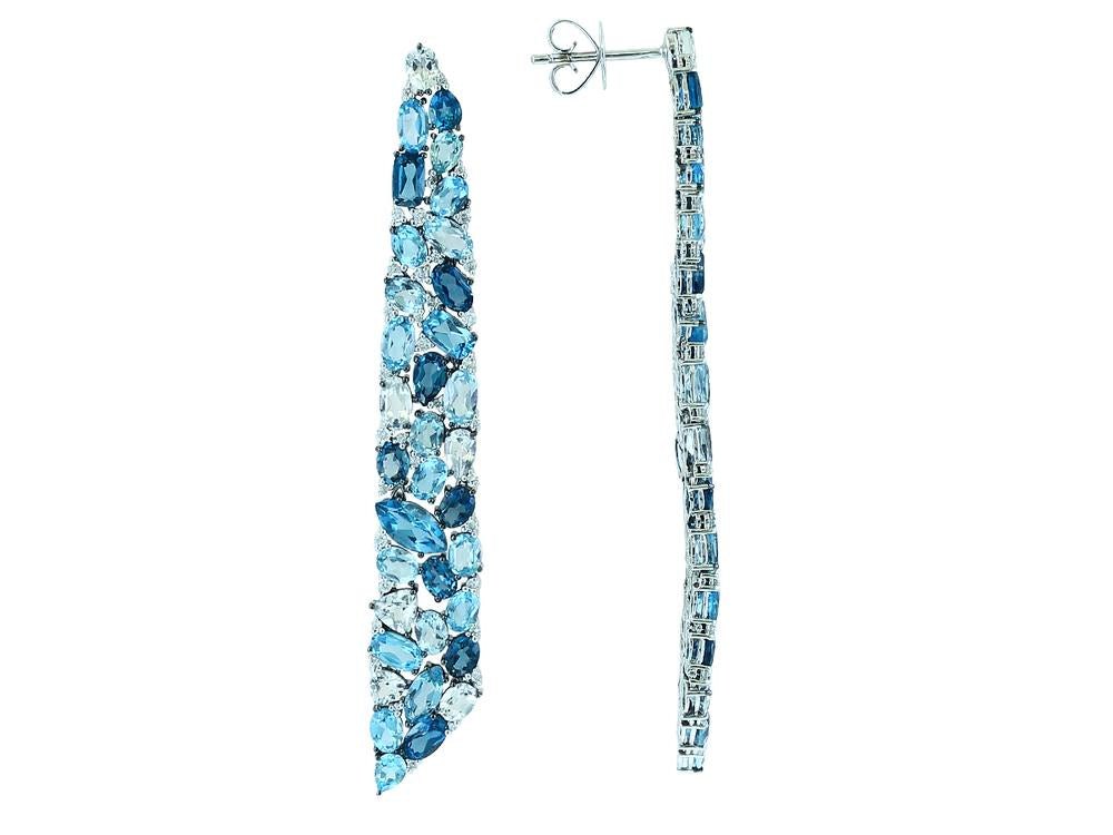 EFFY 14K WHITE GOLD DIAMOND,BLUE TOPAZ,LONDON BLUE TOPAZ,WHITE TOPAZ,SKY BLUE TOPAZ EARRINGS