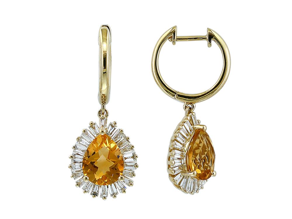 EFFY 14K YELLOW GOLD DIAMOND,CITRINE EARRINGS