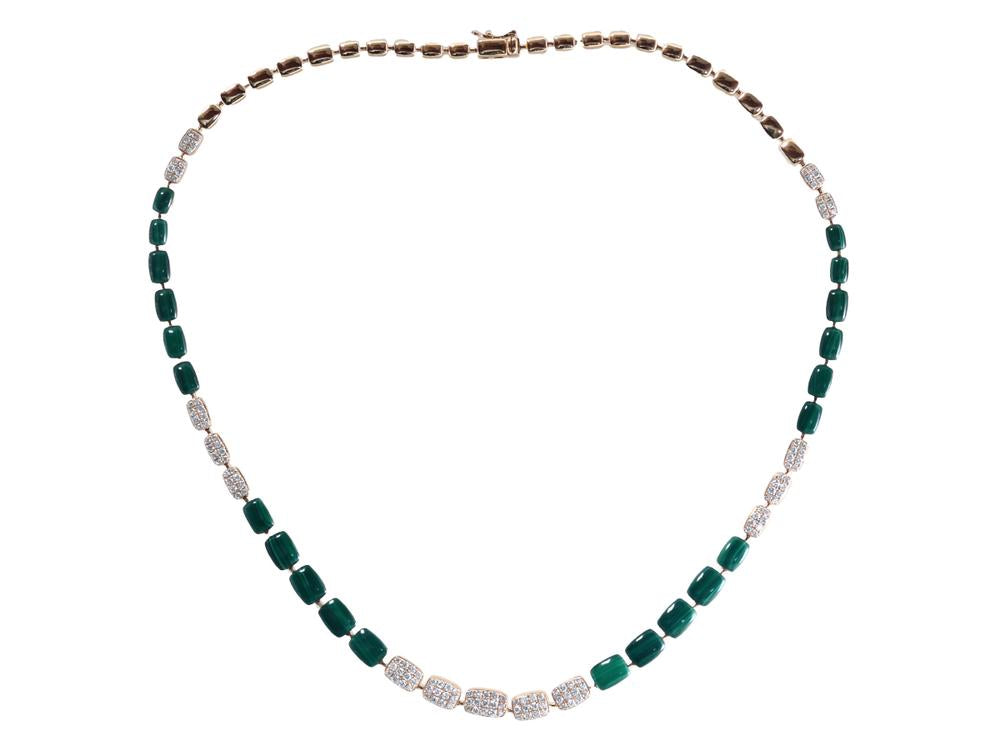 EFFY 14K YELLOW GOLD DIAMOND,MALACHITE NECKLACE