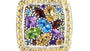 EFFY 925 STERLING SILVER/18K YELLOW GOLD ,AMETHYST,BLUE TOPAZ,CITRINE,GARNET,PERIDOT RING SIZE 8