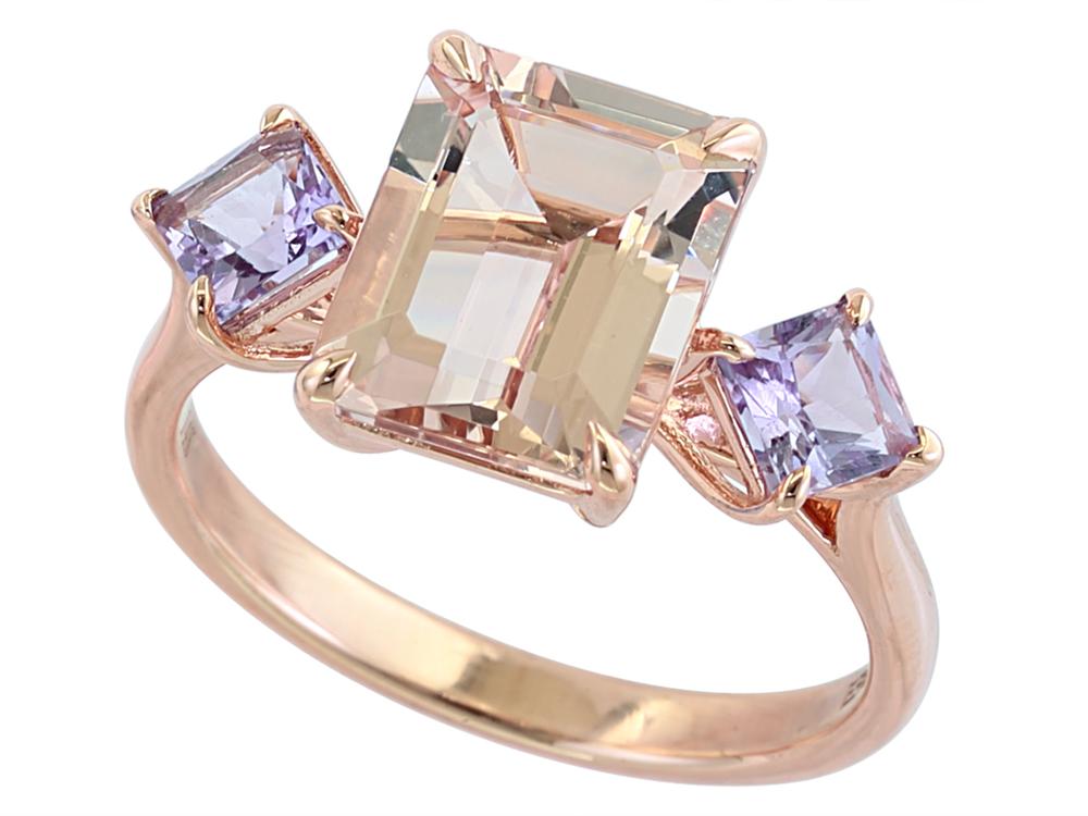 EFFY 14K ROSE GOLD ,PINK AMETHYST,MORGANITE RING