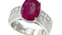 EFFY 18K WHITE GOLD DIAMOND,NATURAL RUBY RING