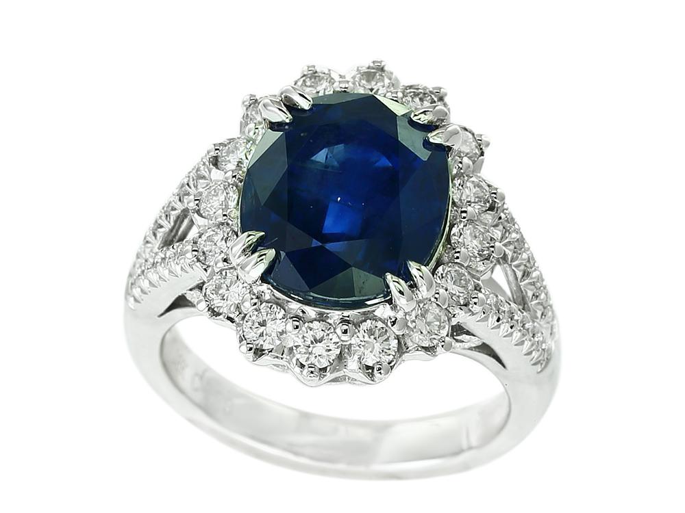 EFFY 18K WHITE GOLD DIAMOND,NATURAL SAPPHIRE RING