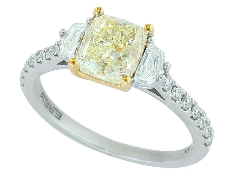EFFY 18K WHITE and YELLOW GOLD DIAMOND,NATURAL YELLOW DIAMOND RING (WITH  1.84 CT  CENTER SIZE) CENTER SIZE: 1.84 CT
